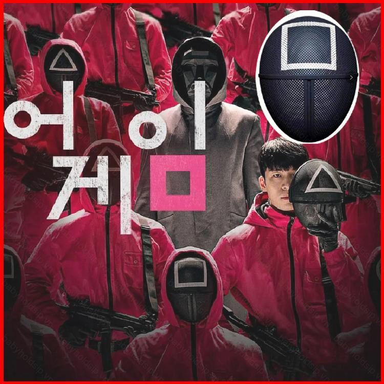 BS1 Netflix Mực Trò Chơi Mặt nạ Tròn Sáu BOSS Mặt nạ Nhựa Đạo Cụ Ảnh Halloween Hiệu Suất Dự Tiệc Cun