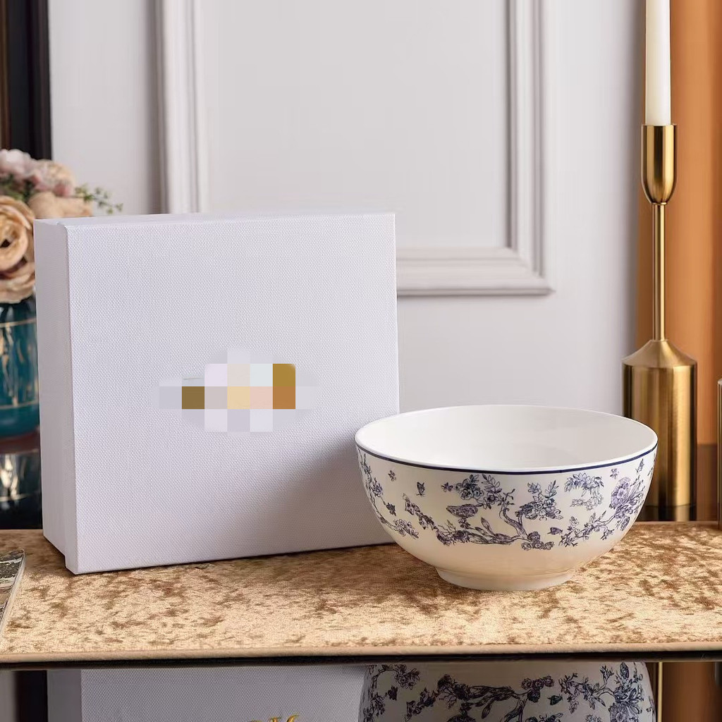 I6HS Large Bone Porcelain Leopard Pattern Soup Bowl, Hotel and Home Use Noodle Bowl, Luxury Restaura