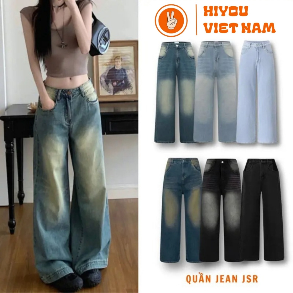 Quần Jean Ống Suông Nữ, Quần Bò Mềm Ống Suông HiYou, Quần Jean Thụng Cao Cấp, 8 Màu Hot Hit JSRG
