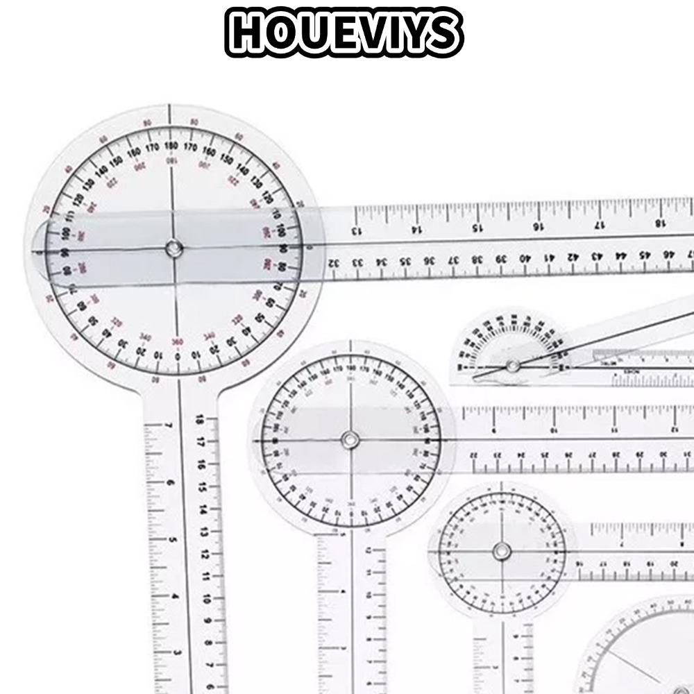 Bộ máy đo độ trong suốt HOUEVIYS 6 chiếc, Cân 360 độ 360 độ 360 độ° Bộ thước đo góc vật liệu PVC tro
