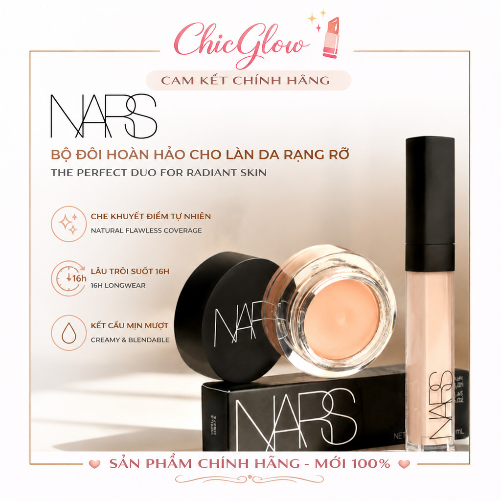 [Chính Hãng]ℕ𝔸ℝ𝕊  ℕ𝔸ℝ𝕊 Soft Matte 6.2g & Radiant Creamy 6ml Concealer Che Khuyết Điểm Kem Lì