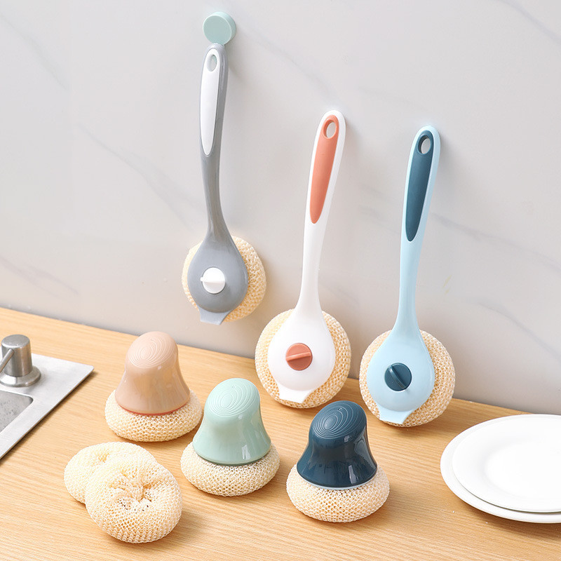 Bàn chải nồi xốp Dụng cụ tiện dụng Bóng làm sạch Máy rửa chén Nano Tay cầm dài Bàn chải nồi Rửa chén