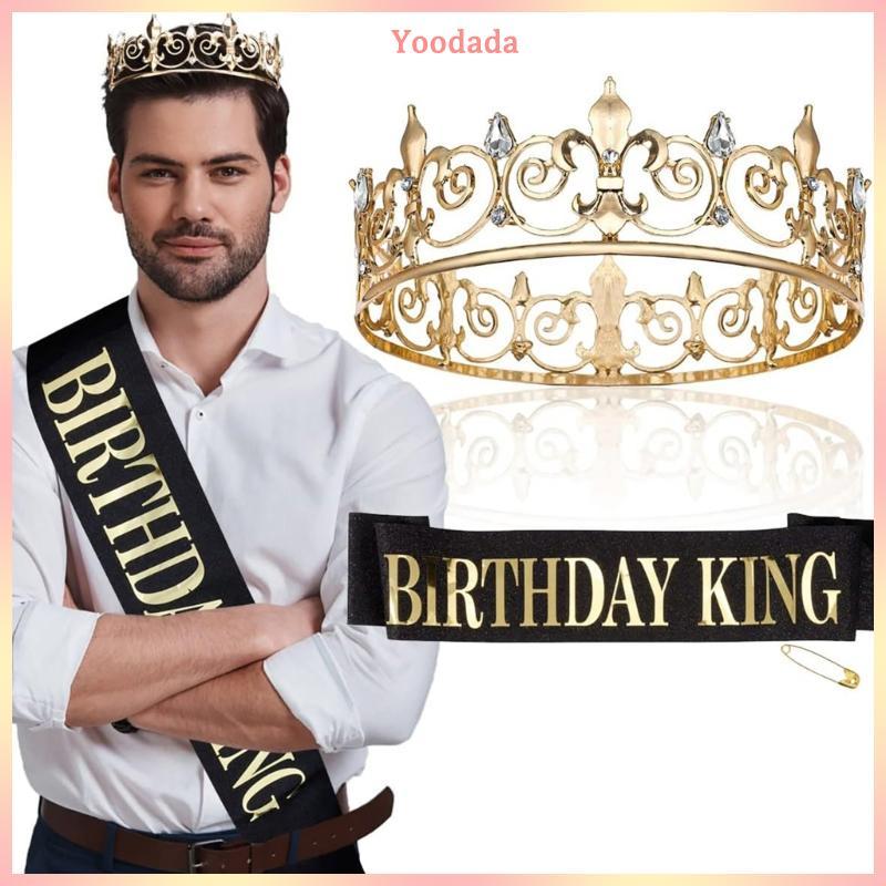 YOO Prom King Queen Sash Birthday King Crowns Set dành cho nam Đảng Cung cấp lễ kỷ niệm