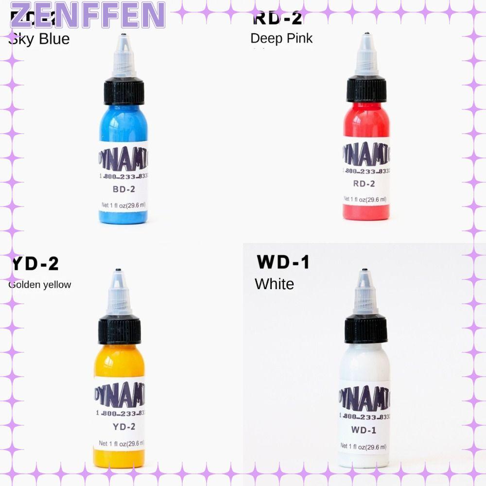 ZENFFEN Tattoo Practice Color, 30ML White Blue Tattoo Ink, Body Art Red Yellow Tattoo Ink Pigment Ta