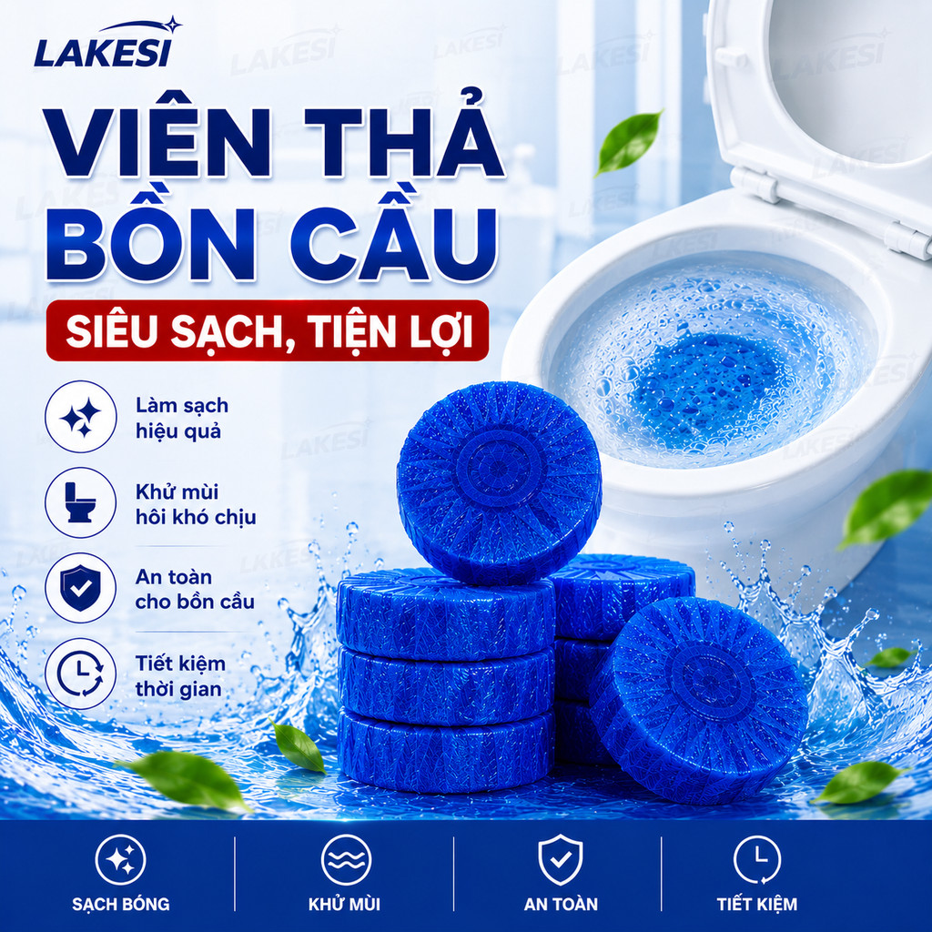 LAKESI Combo 10 Viên Thả Toilet Cho Bồn Cầu Gia Đình
