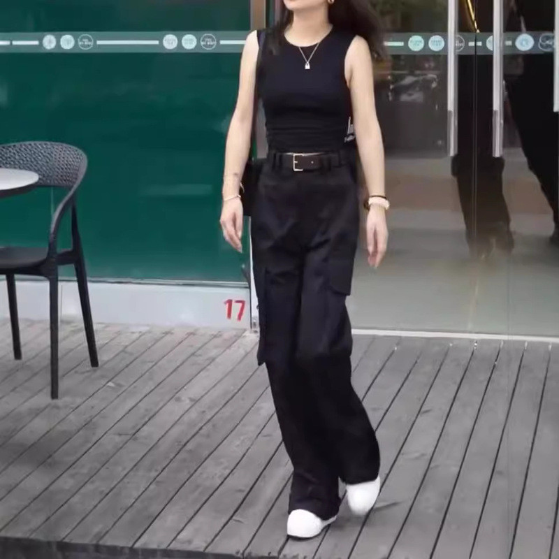24722 Daaimei Yiyuan 2026 Phong Cách Mới Không Tay Màu Trơn Slim-fit Vest Casual Đẹp Trai Quần yếm T