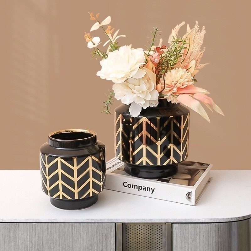 DADA Home & Living DD5 Sáng Tạo Đường Hình Học Sọc Thủy Canh Gốm Để Bàn Bình Hoa Đơn Giản Hiện Đại S