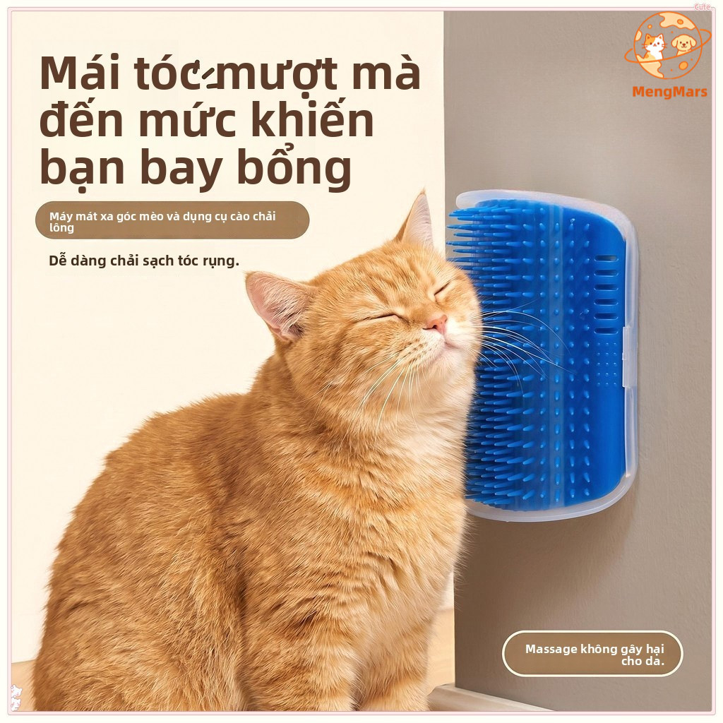 Dụng cụ cọ lông mèo góc tường, lược chải lông tẩy rụng cho mèo, mèo tự cọ gãi lưng không cần người, 