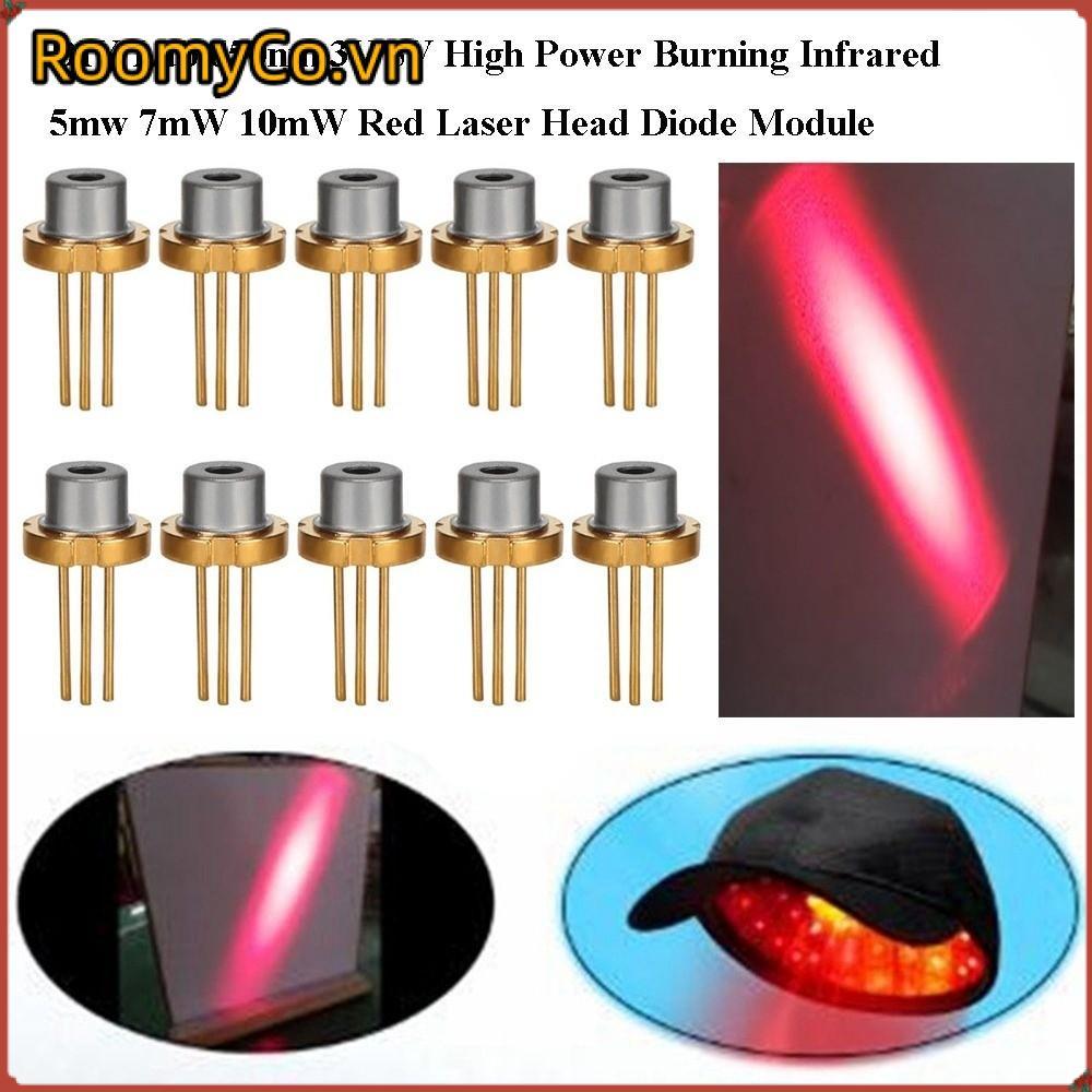 Mô-đun Diode Đầu Laser Đỏ ROOMYCO, Phòng thí nghiệm 650nm 5mW 7mW 10mW DIY Hồng ngoại đốt cháy công 