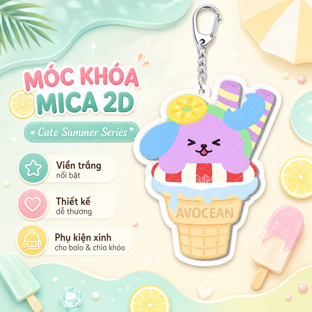 Móc khóa kem mùa hè búp bê GMM, GeminiFourth, ForceBook, JimmySea,  acrylic hàng hóa PondPhuwin, mặt