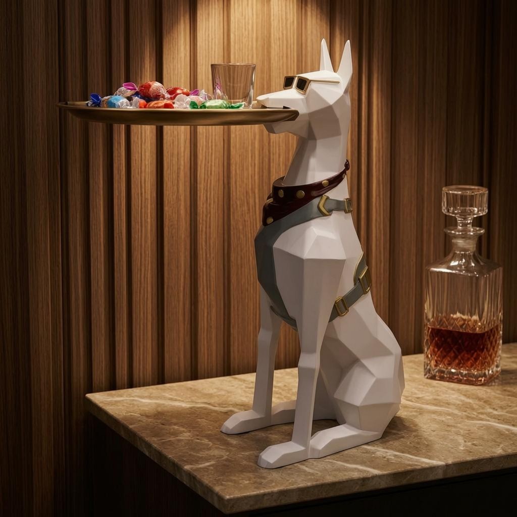 Doberman Khay Đựng Nhựa Trang Trí Khay Cho Chó Bàn Tượng Doberman Bàn Trang Trí Bắt Mắt