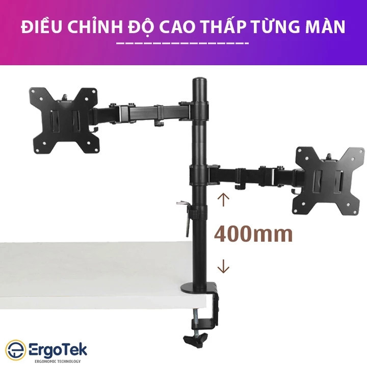 Giá Treo Hai màn Hình Máy Tính ErgoTek EZ3 17 - 27 Inch - Chính Hãng ErgoTek ( Hàng Nhập Khẩu )