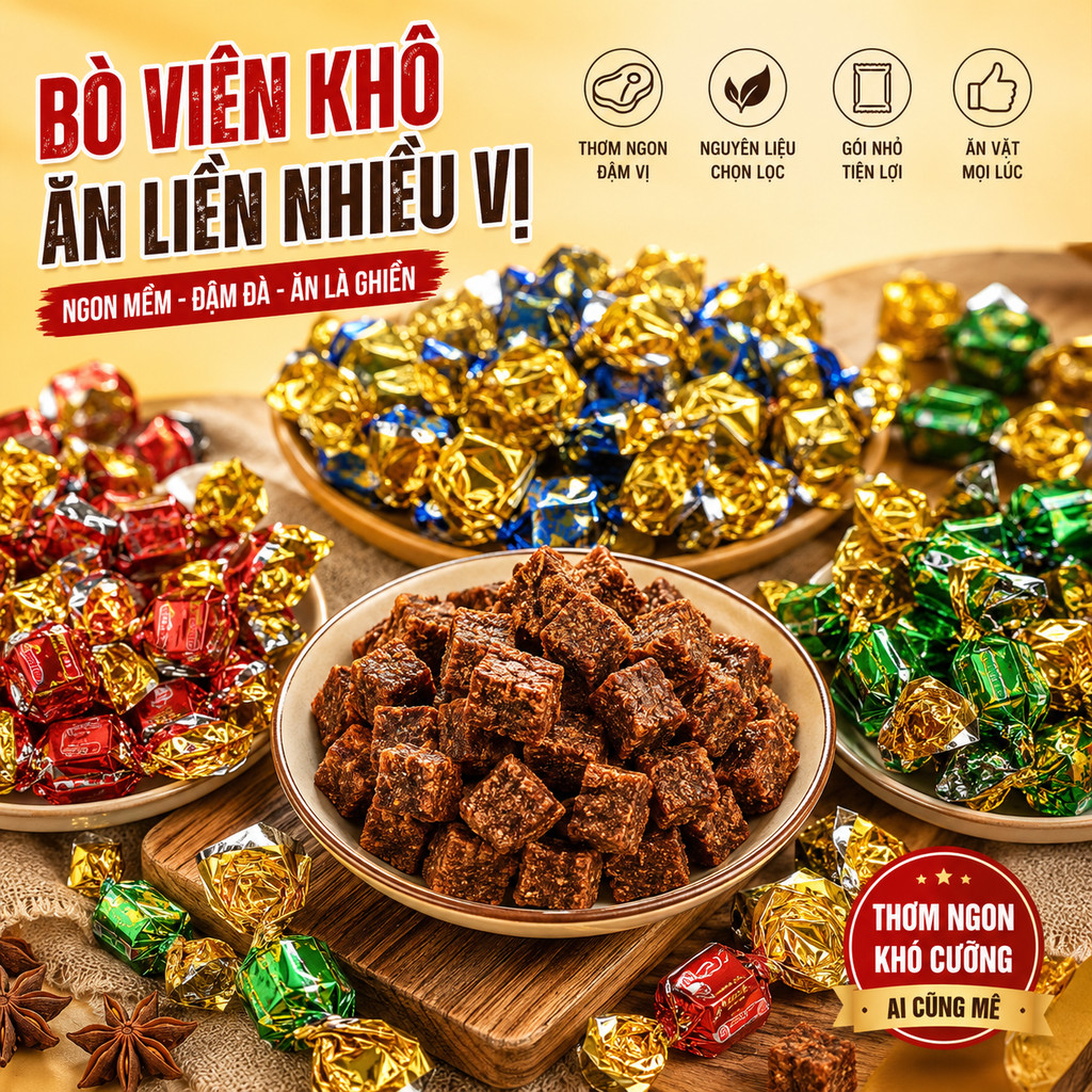 Snack Bo Vien Bo Kho Thit Bo An Vat Vien Bo Nhai Gion Goi Nho Dong Goi Rieng A51