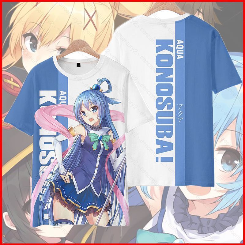 KonoSuba Thần Phước Lành Trên Thế Giới Tuyệt Vời Megumin Aqua Kazuma Satou Cosplay Vải 3D Áo Thun Ta
