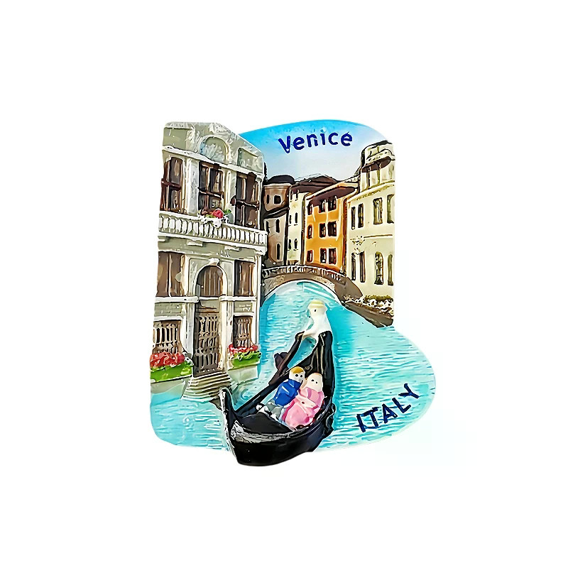 Ý, Venice, Gondola, Lập thể 3D, Lưu niệm du lịch, Tranh nhựa, Trang trí nhà cửa, Nam châm tủ lạnh