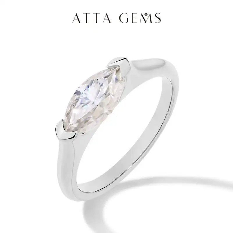 1CT Marquise Hình Tổng Hợp Moissanite Nhẫn Bạc 925 Đeo Hàng Ngày Quà Sinh Nhật Mỹ Trang Sức R135