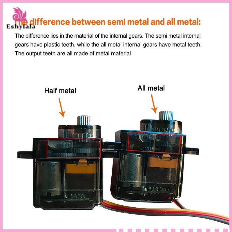 Eshylala MG90S Micro Metal Gear Servo 180°/360° Tốc độ cao cho xe máy bay trực thăng RC [MỚI]
