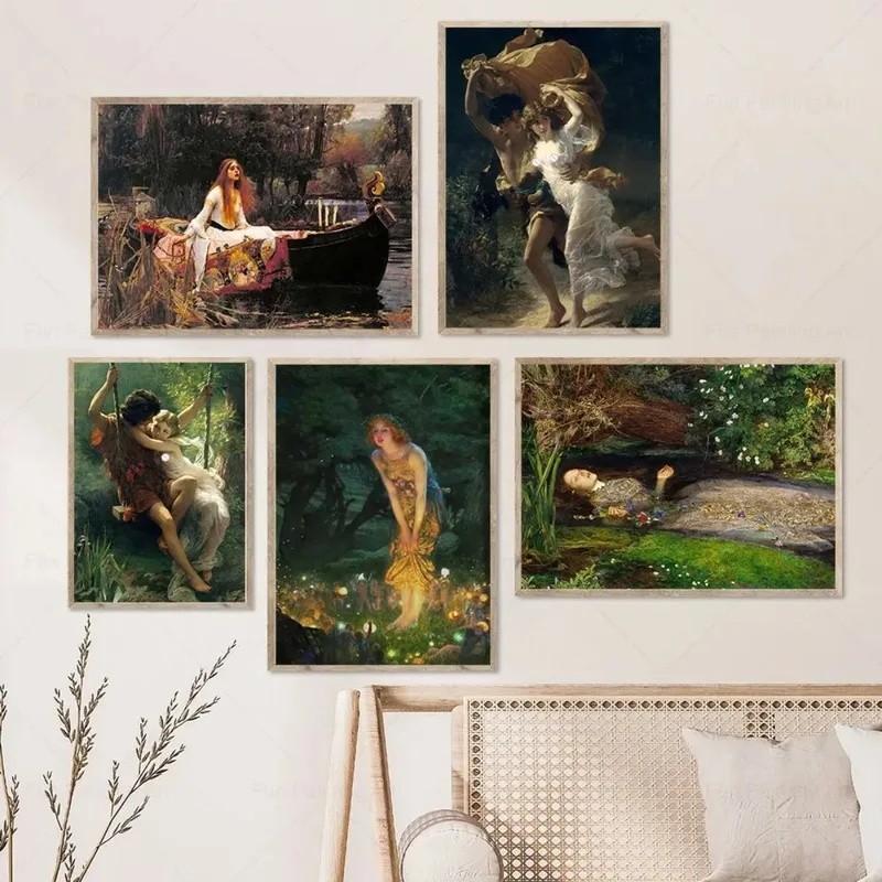 Pre-Raphaelite Art Set Phòng Trưng Bày Nghệ Thuật Treo Tường In Vintage Người Phụ Nữ Chân Dung Ophel