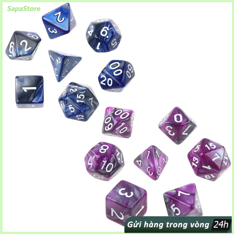 Bộ 7 xúc xắc nhiều mặt màu tím dùng cho game DND giảm giá