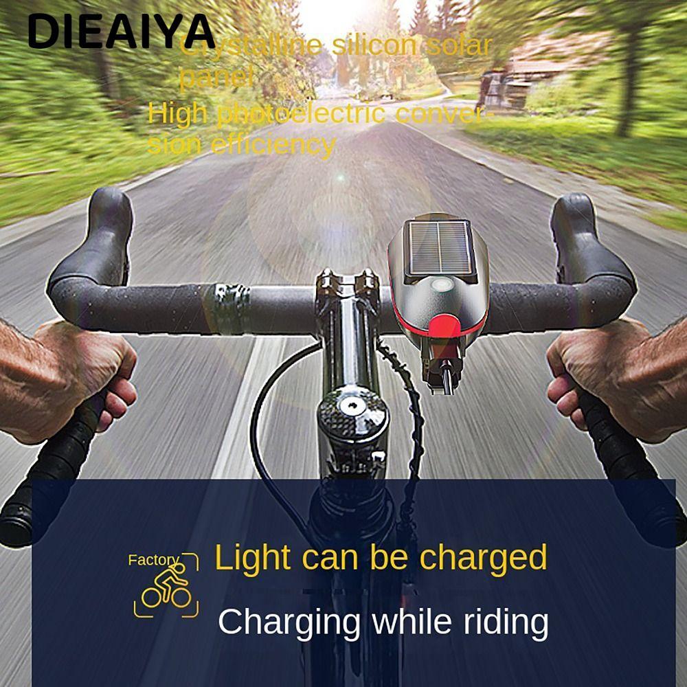 Đèn pha xe đạp DIAIYA, Đèn xe đạp leo núi 250 Lumens có thể sạc lại, chống nước với còi xe đạp Báo đ
