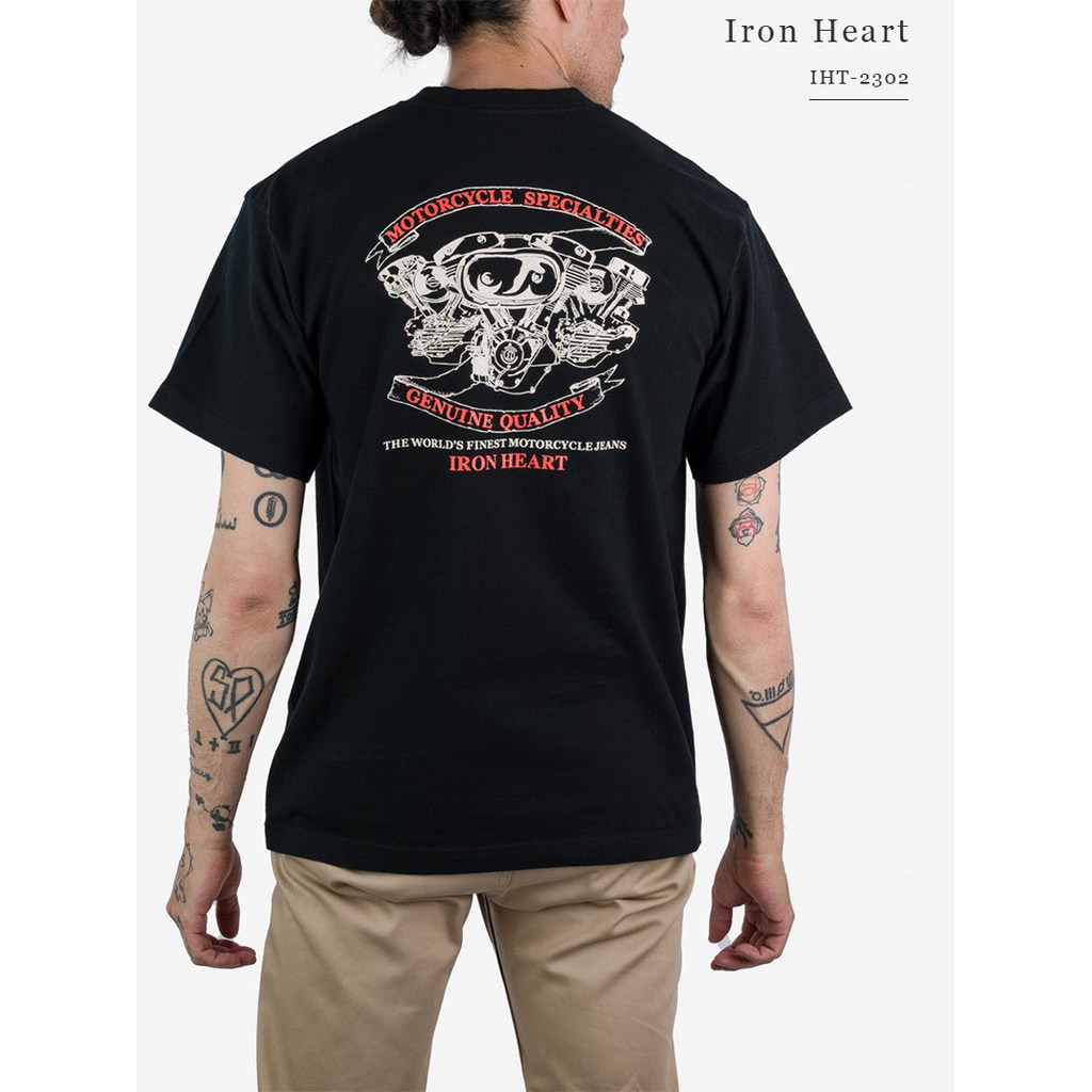 IRON IRON Heart Retro Xe Máy In Hình Mùa Hè Áo Thun Thoải Mái Tất Cả Trận Đấu