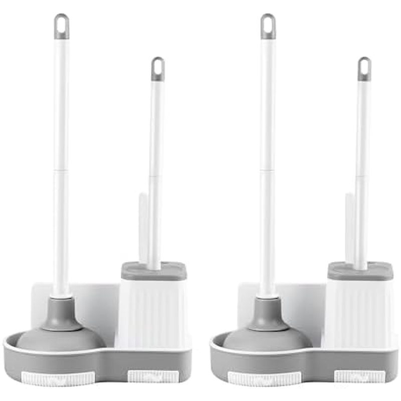 3 in 1 Toilet Brush and Plunger Set, Bathroom Cleaning, Splash-Proof, | Toilet Bowl Brush and Holder