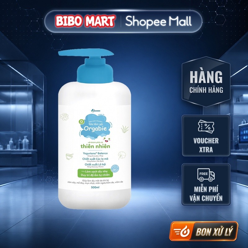 Sữa Tắm Gội Orgabie Cho Bé 500ml Cho Bé Từ Sơ Sinh Chiết Xuất Lô Hội và Vitamin B5 - Bibo Mart