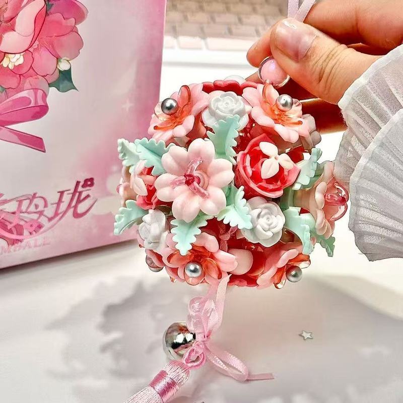 Iblock Khối Xây Dựng Hoa Tinh Tế Bảo Quản Hoa Mặt Dây Chuyền Handmade Xếp Hình Lắp Ráp Mặt Dây Chuyề