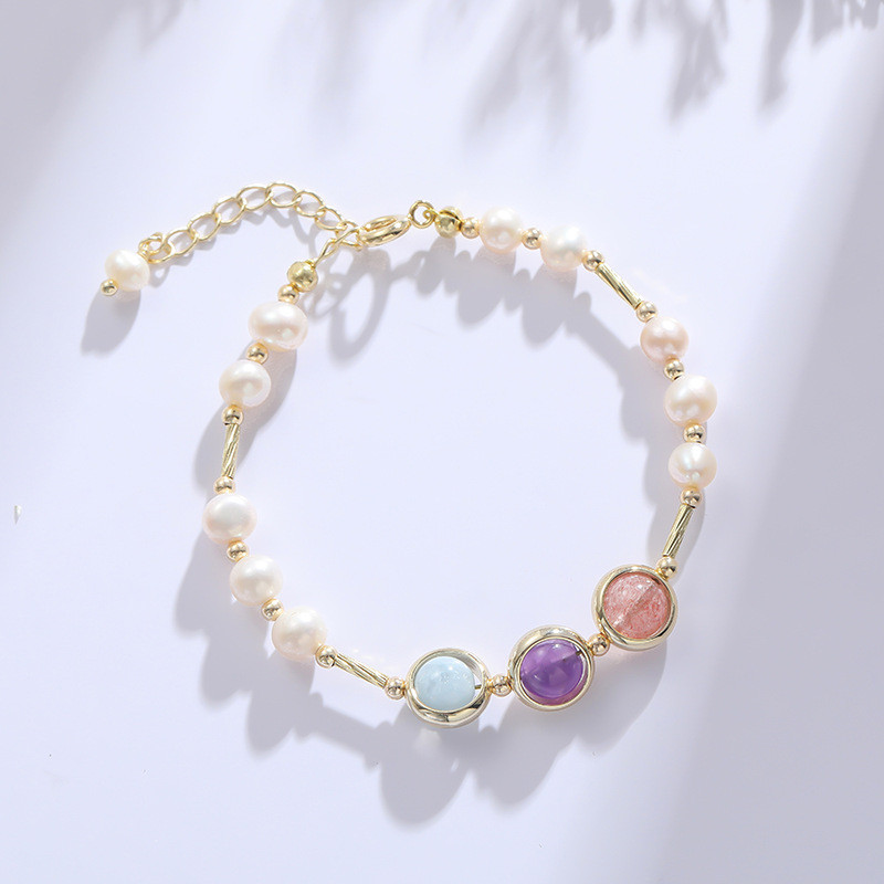 Preferred#[Samsung Transfer]Natural Crystal Pearl Luxury Bracelet for Women, Vintage Modern Mixed De