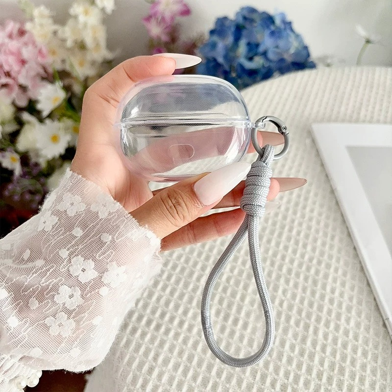 Compatible with Baseus Bass BC1 Open-Ear Case Transparent Soft Shell Cute Lanyard Pendant Suitable f