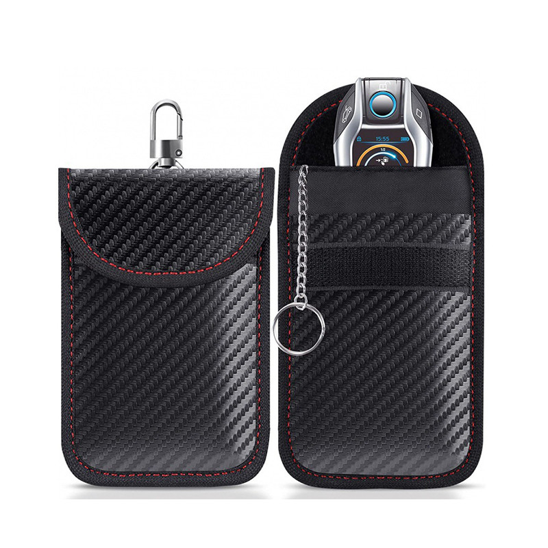 Premium-Carbon Fiber Faraday Chìa Khóa Túi Túi Chặn Tín Hiệu Faraday Chìa Khóa Ô Tô Ví Faraday Túi