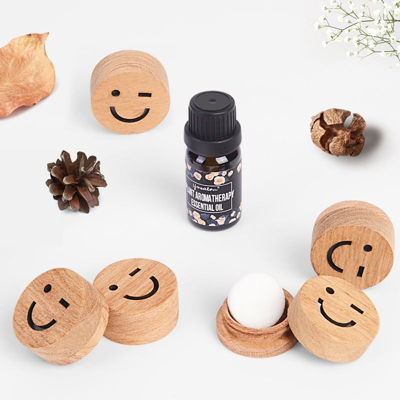 12y New wooden fragrance diffuser with a smiley face, car interior aroma diffuser, volcanic rock war