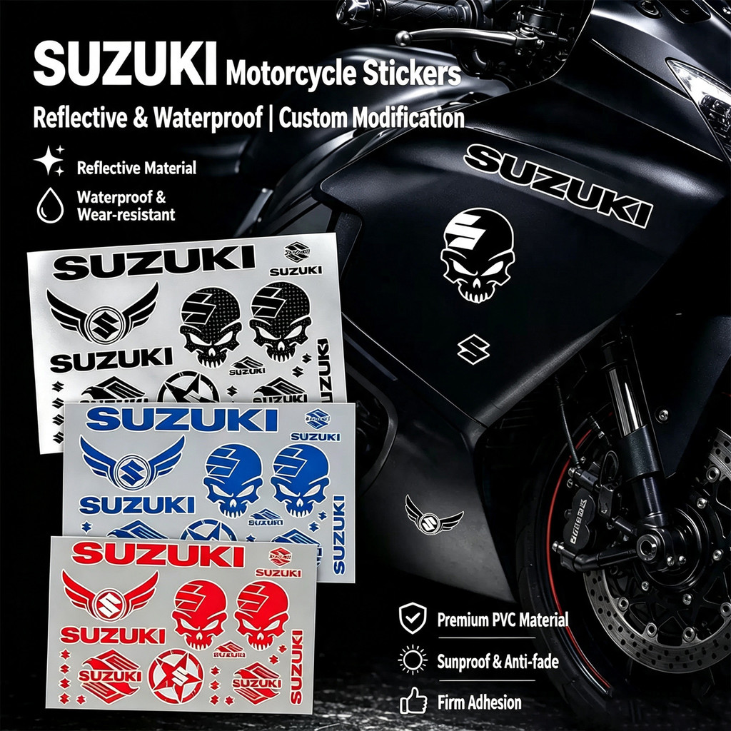 Dành Cho SUZUKI Phản Quang Đầu Lâu Xe Máy Miếng Dán Decal Chống Thấm Nước Cho Raider R150 GSX-R150 S
