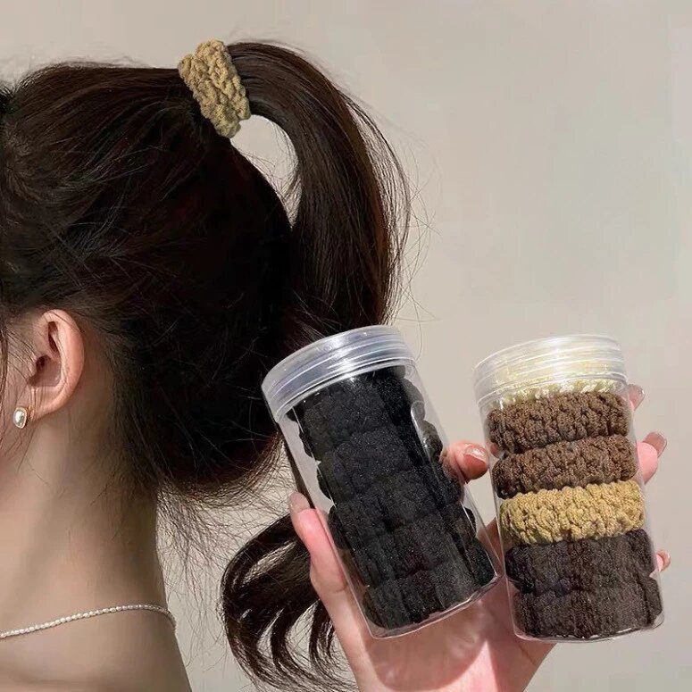 6 / 30 Dây buộc tóc đuôi ngựa dày và dày bỏng ngô, độ đàn hồi và độ bền cao, không phải công cụ thắt chặt tóc cho thịt viên