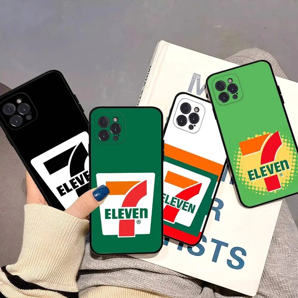 Ốp Điện Thoại TP-1 7Eleven 711 Cho IPhone 17 16 15 14 13 12 11 Pro Max Plus Mini Mềm Màu Đen