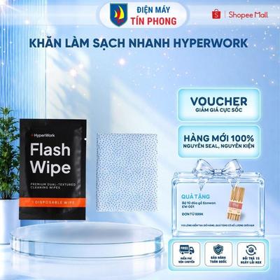 Khăn làm sạch nhanh HyperWork Flash Wipe HPW-C03 | Pack 20 khăn | Kích thước 96×63mm