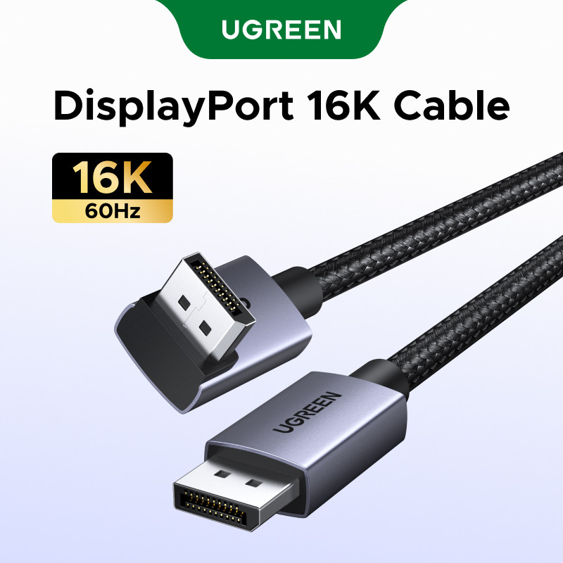 Cáp Display Port góc phải UGREEN 16K @ 60Hz 80Gbps DP 2.1 Dây 8K @ 240Hz 4K @ 240Hz Bím tốc độ cao v