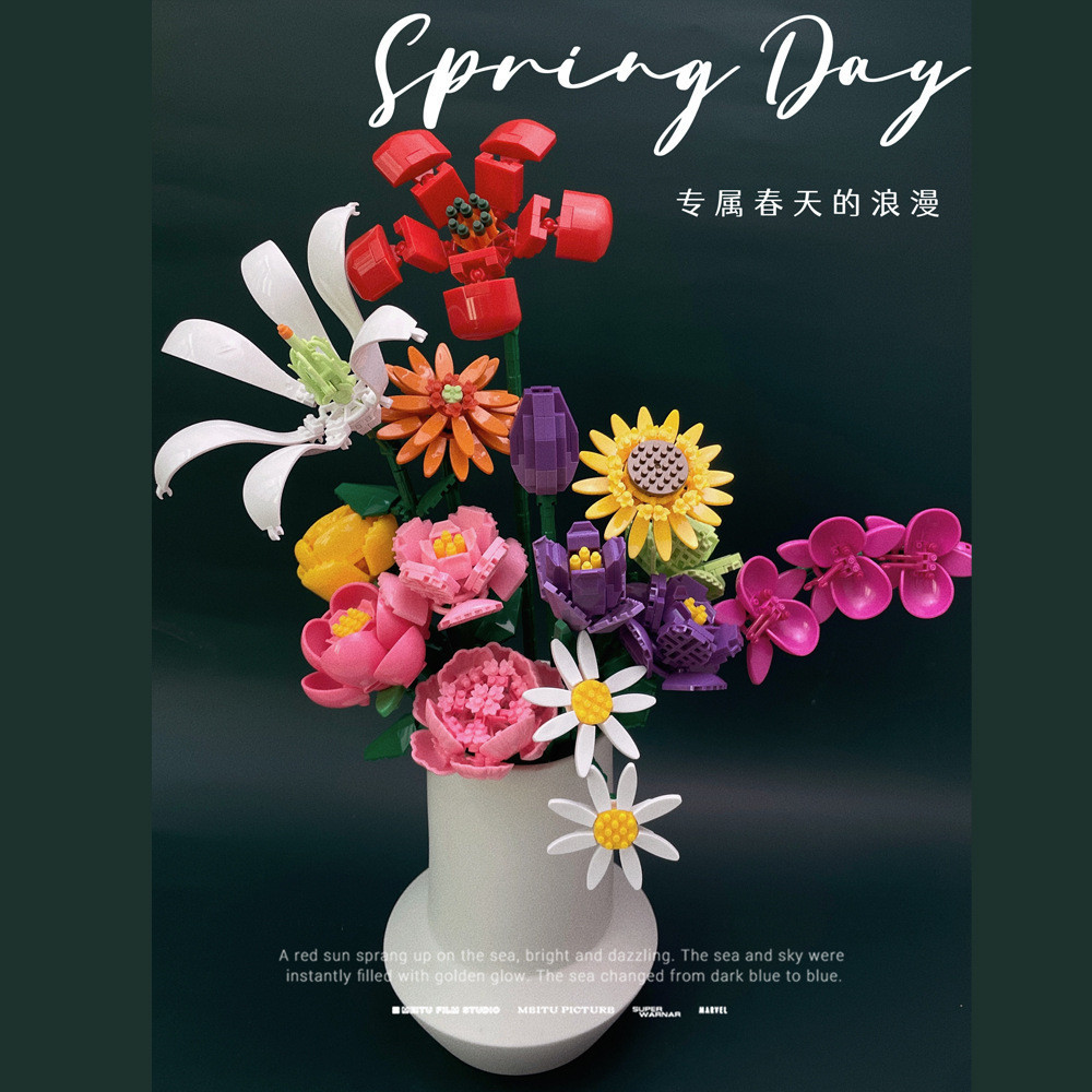Jike Khối Xây Dựng Bagged Khối Xây Dựng Hoa Bảo Quản Hoa Hồng Hạt Bé Gái Quà Tặng Ngày Lễ Tình Nhân 