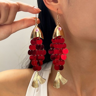 Pinkdudu Kim Sa Lấp Lánh Cá Tua Rua Tai Dài Nhiều Màu Sắc Lấp Lánh Tòn Ten Bông Tai Phóng Đại Đường Chạy Trang Sức Cho Nữ PD2651