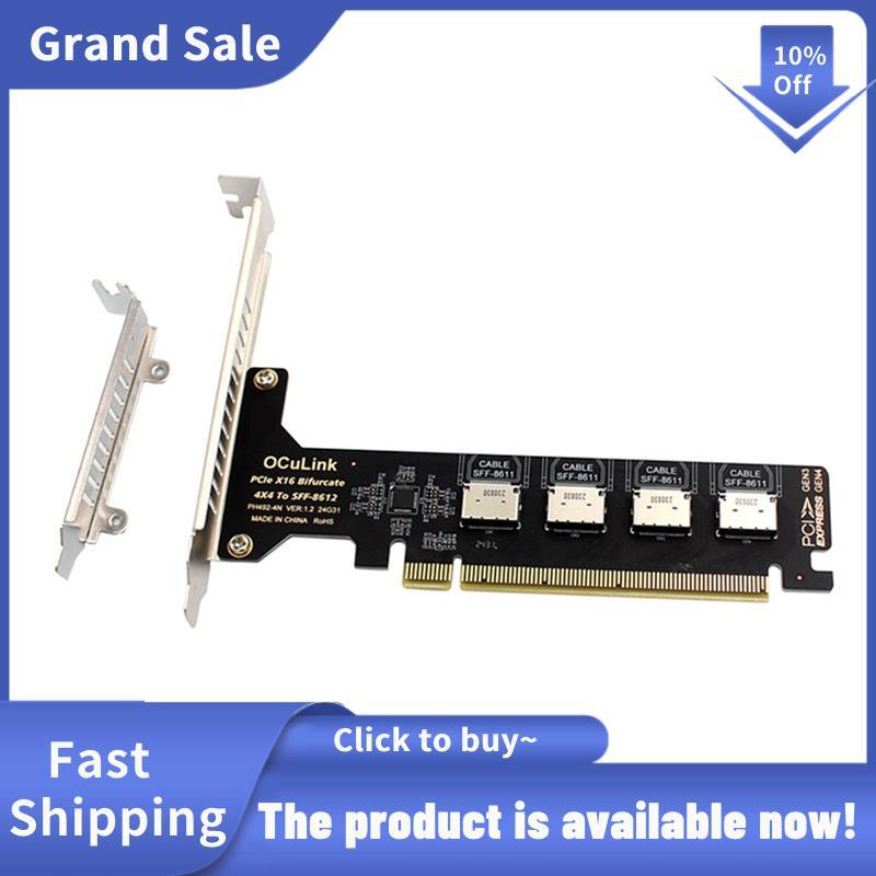 PCI-E X16 Chia 4 Cổng Thẻ Mở Rộng Oculink SFF8611 & 8612 NVME PCIe Solid Dtate Drive Adapter forMain