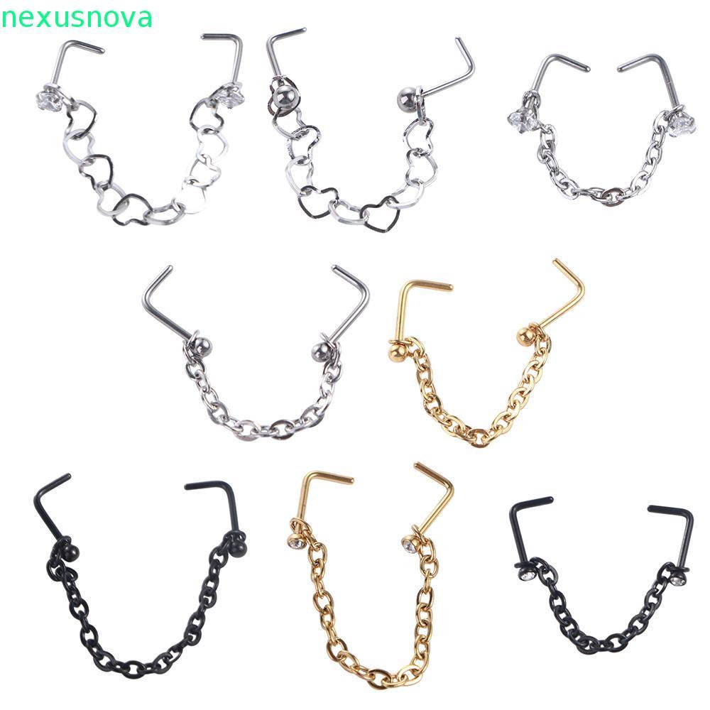 NEXUSNOVA Mũi Xuyên Nhẫn Nam Punk Kim Cương Giả Nostril Bóng Bông Tai Xuyên Septum Nhẫn Septum Nhẫn