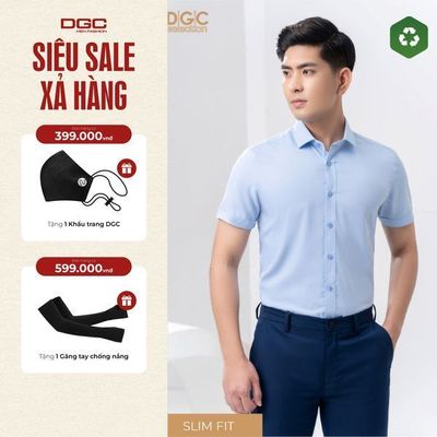 Áo Sơ Mi Nam Ngắn Tay DGC Dáng Ôm, Vải Sợi Tre Thiên Nhiên Thoáng Mát, Kháng Khuẩn - SASNBC65M