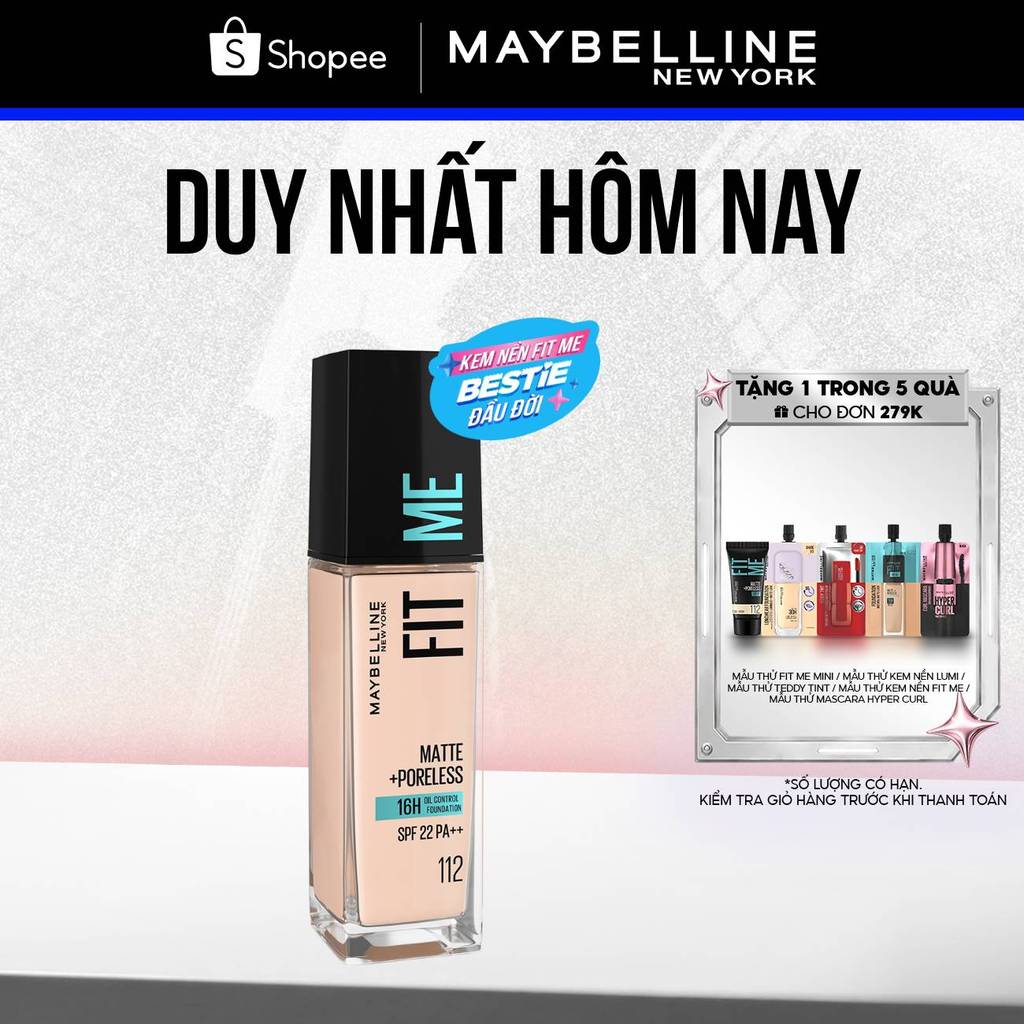 Kem Nền Mịn Nhẹ Kiềm Dầu 16H Fit Me Maybelline Matte + Poreless Liquid Foundation Dành Cho Da Dầu và Da Thường 30ml