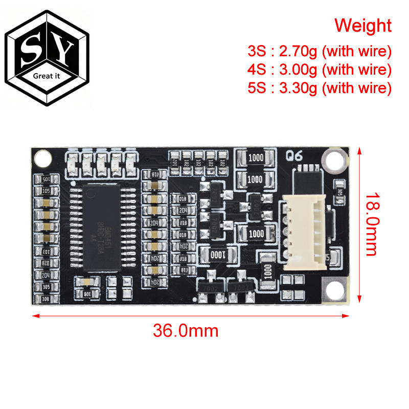 GREATZT 3S 4S 5S 20A BMS Board 3.7V 4.2V 18650 Bảng bảo vệ pin Lithium Ternary / 3.65V LiFePO4 Pin B