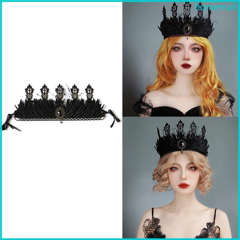 HO Halloween Goth Crown Black Queen Crown Goth Headband Witch Crown Headband