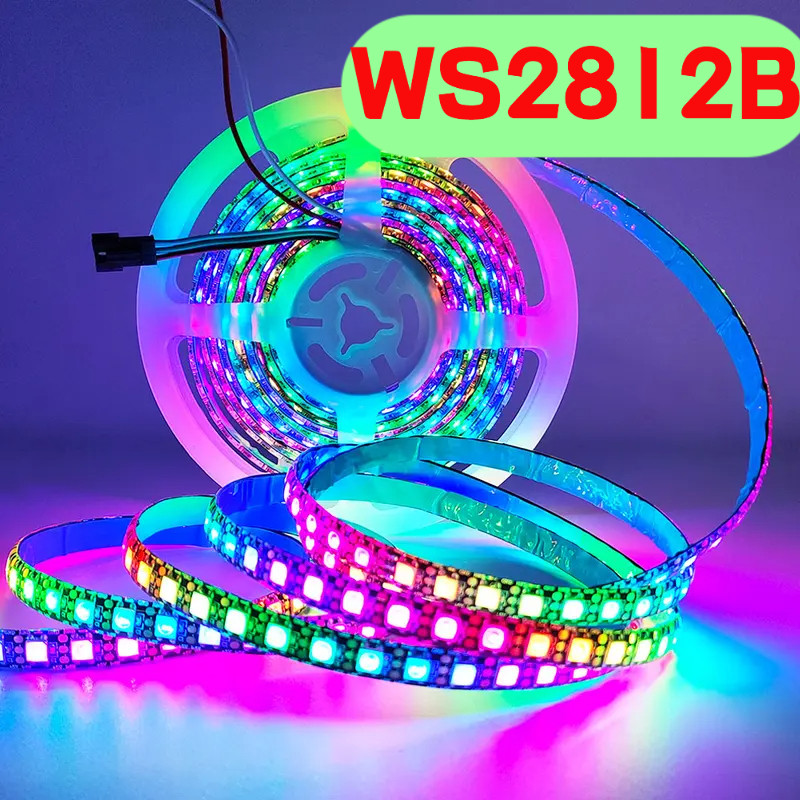 5M WS2812B Đèn Led Pixel có thể định vị riêng DC5V Dải Led Đen Trắng PCB 30 / 60 / 74 / 96 / 144leds