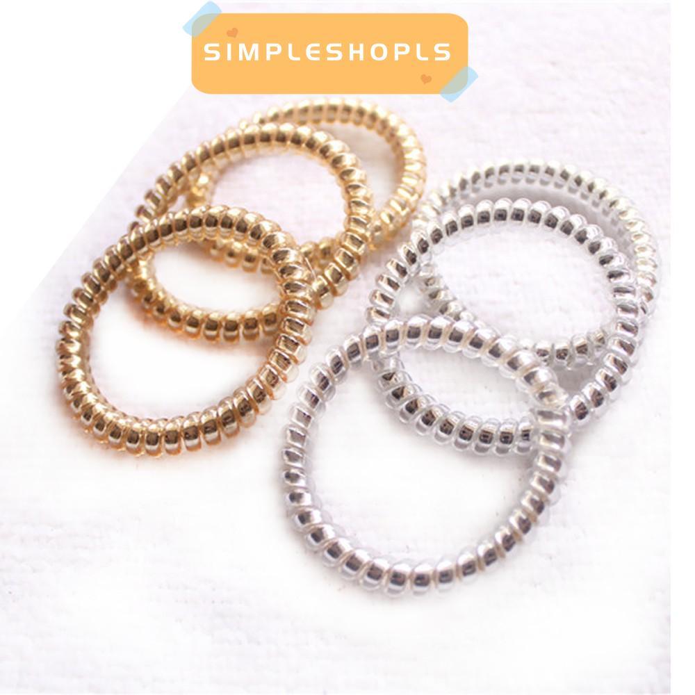 SIMPLESHOPLS 10 chiếc Dây điện thoại da báo Băng đô vàng / bạc Scrunchie