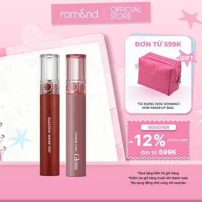 [Rom&nd x KOL] Combo Son Tint Glasting Water Tint  + Son Bóng Romand Glasting Color Gloss
