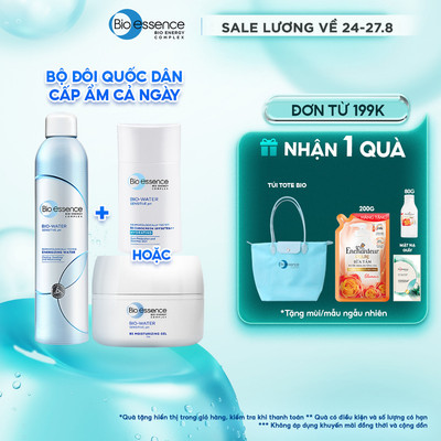 [BỘ ĐÔI CẤP ẨM CẢ NGÀY] Combo xịt khoáng 300ML +Kem chống nắng 40ml/Kem dưỡng ẩm 50g làm đẹp da Bio-Essence