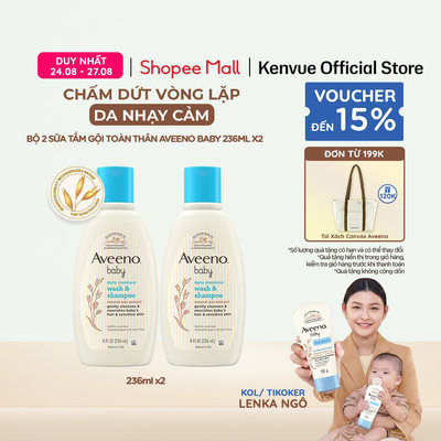 Bộ 2 Sữa tắm gội toàn thân Aveeno Baby 236ml